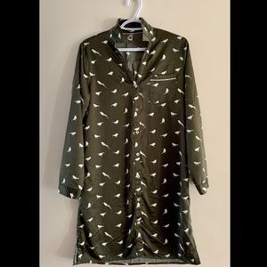 Green Birds Satin Nightgown GREAT CONDITION